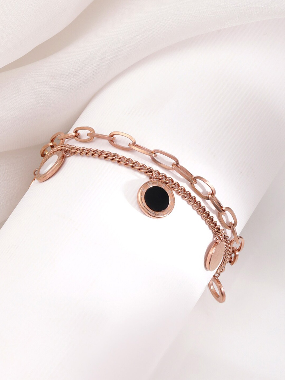 

Rubans Voguish Rose Gold Plated Link Bracelet