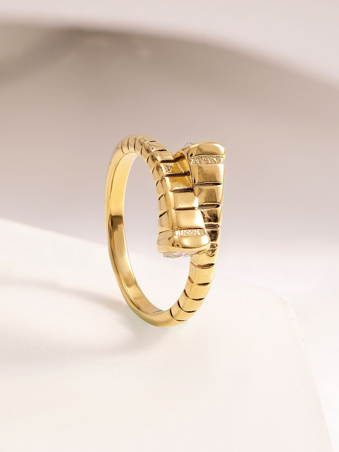 

RubansVoguish 18KT Gold Plated StainlessSteel TarnishFree Waterproof DemiFine Finger Ring
