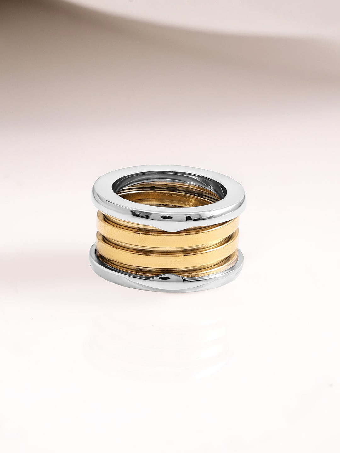 

Rubans Voguish 18K Gold Plated Dual Color Stainless Steel Tarnish Free Waterproof Finger Ring
