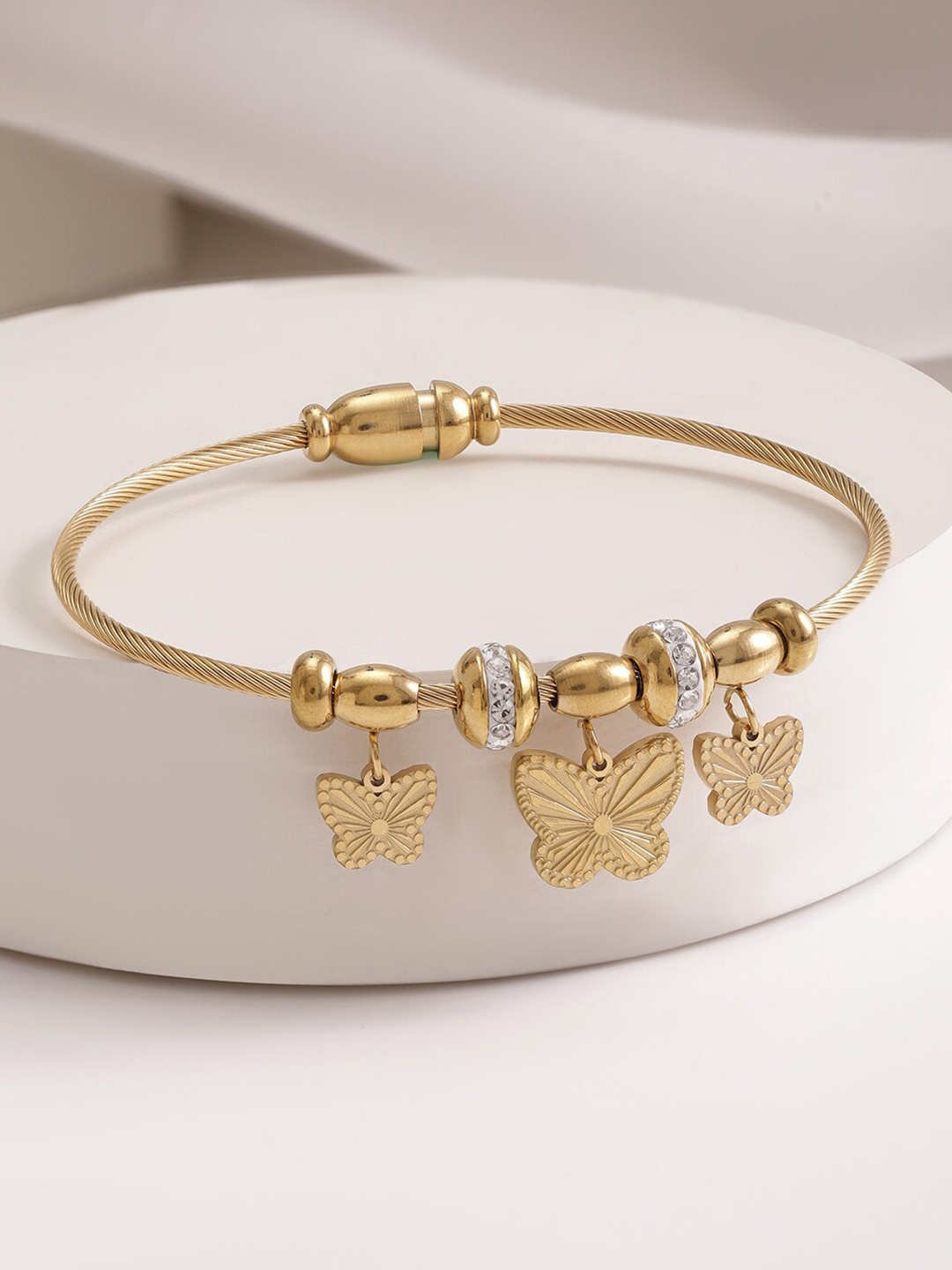 

Rubans 18KT Gold Plated Stainless Steel Tarnish Free Waterproof Demi-Fine Kada Bracelet