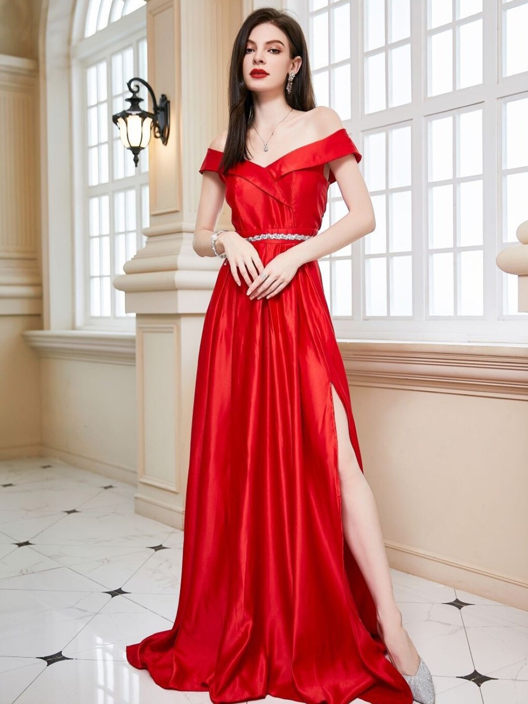 

Stylecast X KPOP Off-Shoulder Maxi Dress, Red