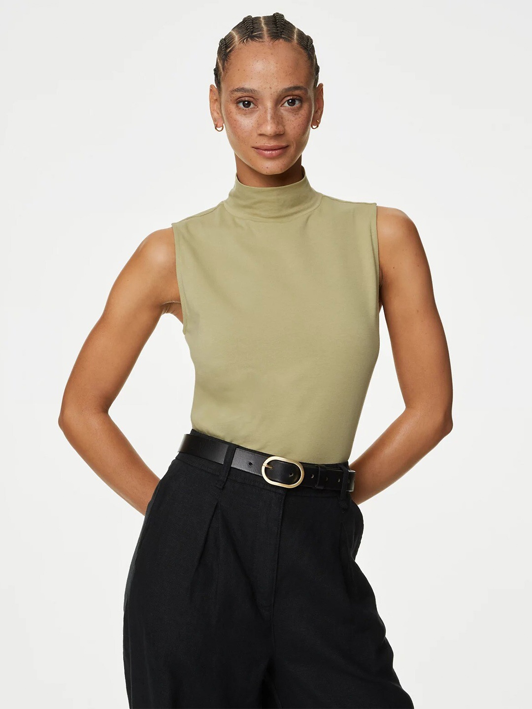 

Marks & Spencer High Neck Sleeveless Top, Green