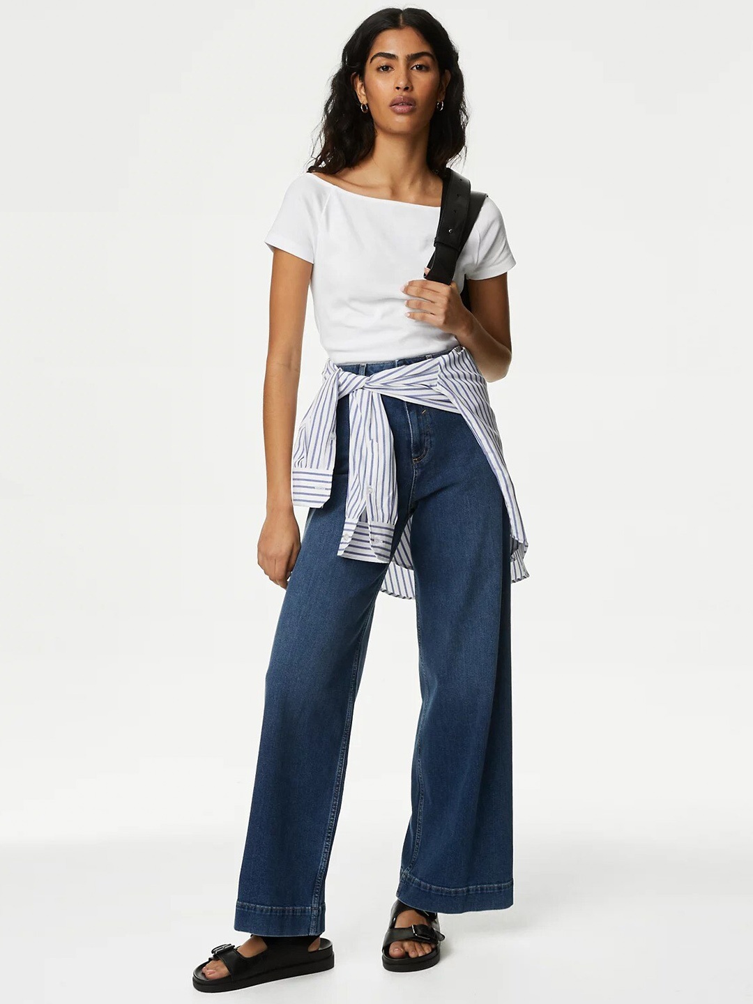 

Marks & Spencer Boat Neck Pure Cotton Top, White