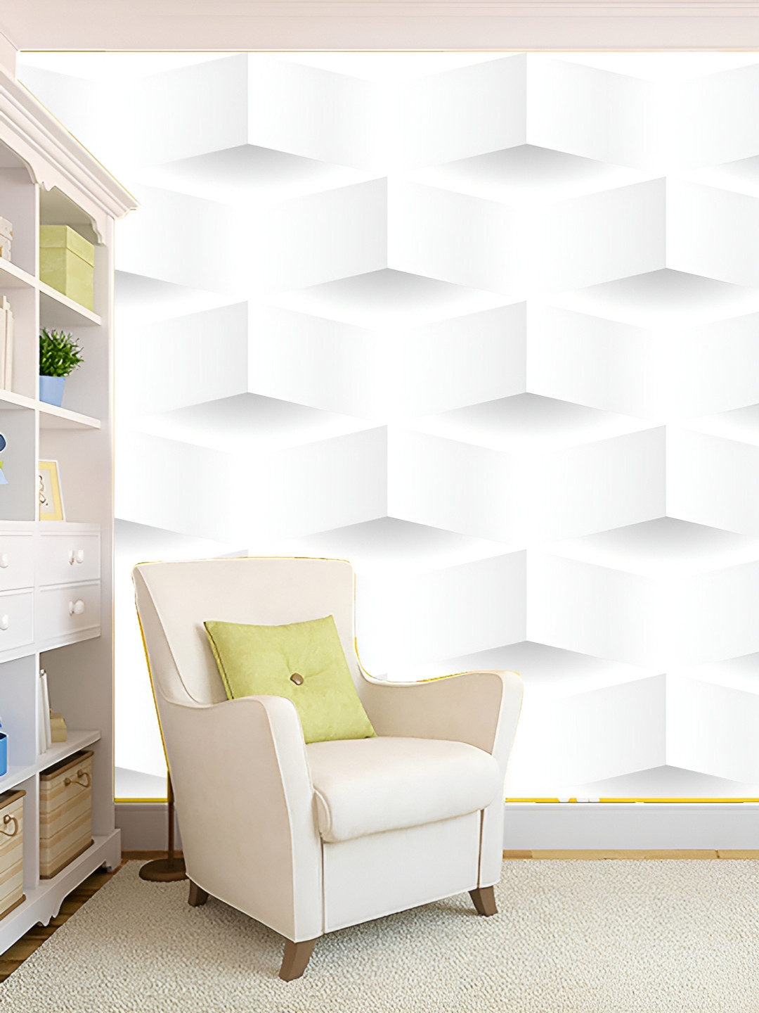 

KSHIRSA White 3D Printed Self Adhesive Wall Sticker