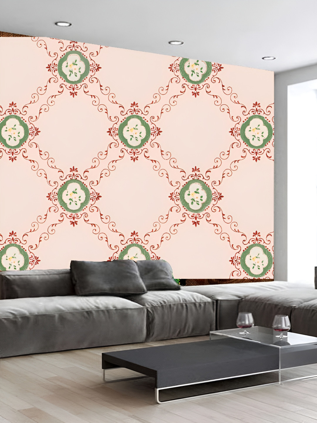 

KSHIRSA Peach & Green 3D Printed Self Adhesive Wall Sticker