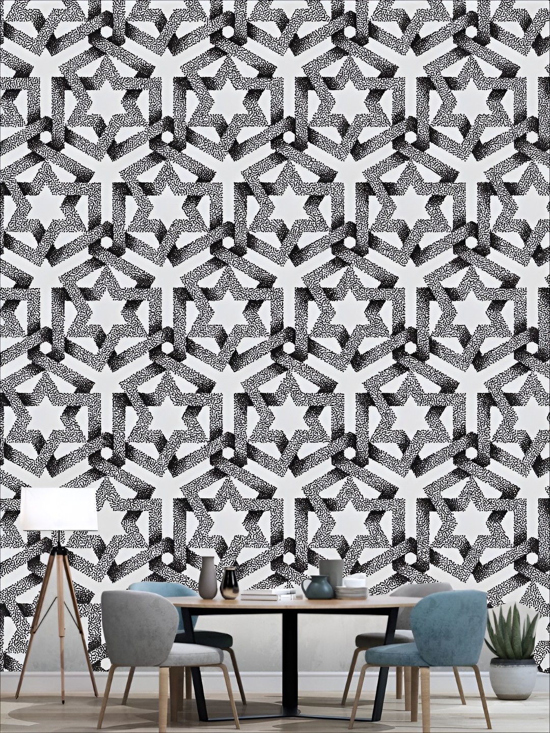 

KSHIRSA White & Black 3D Printed Self Adhesive Wall Sticker
