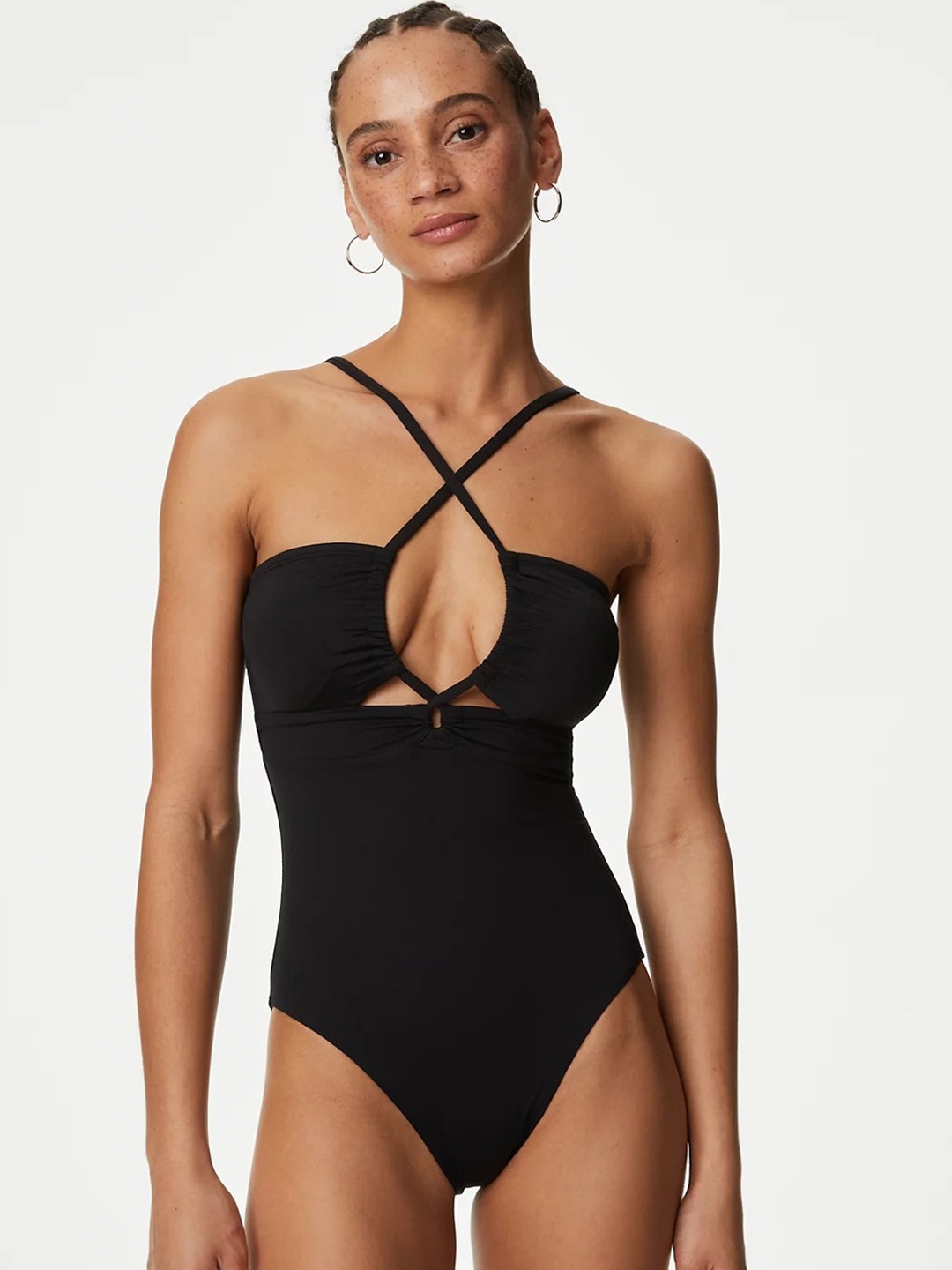 

Marks & Spencer Padded Cut-Out Detail Halter-Neck Bodysuit, Black