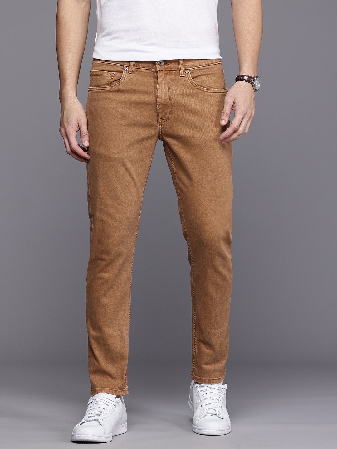 

Louis Philippe Jeans Men Smart Slim Fit Stretchable Jeans, Brown