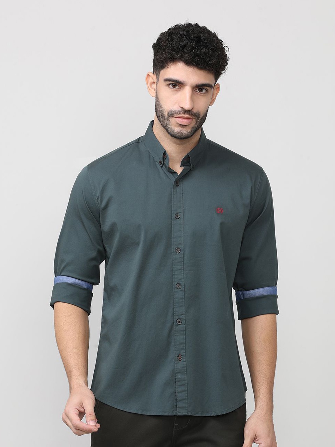 

DRAGON HILL Classic Slim Fit Button-Down Collar Cotton Casual Shirt, Grey