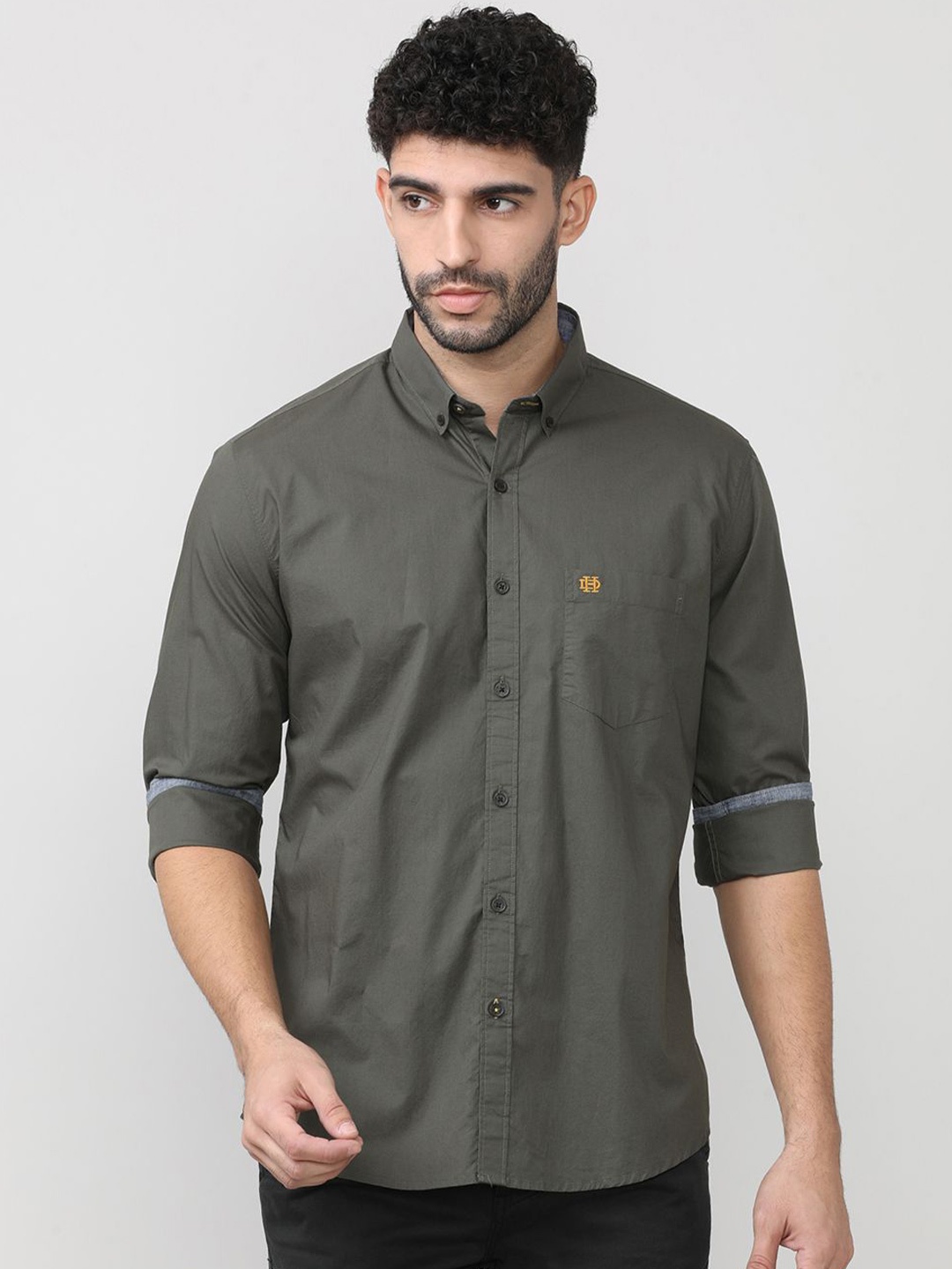 

DRAGON HILL Classic Slim Fit Cotton Casual Shirt, Olive