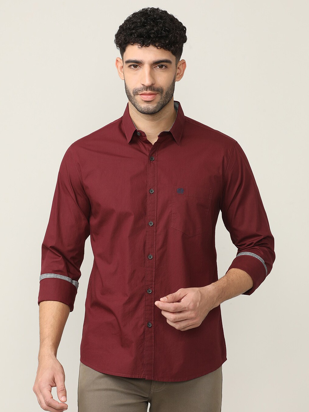 

DRAGON HILL Classic Slim Fit Cotton Casual Shirt, Maroon