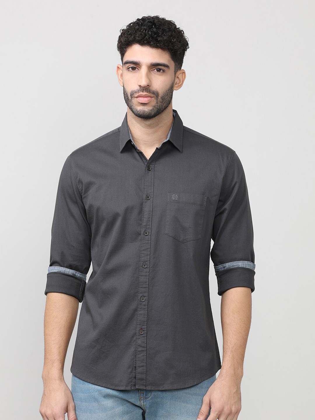 

DRAGON HILL Classic Slim Fit Cotton Casual Shirt, Charcoal
