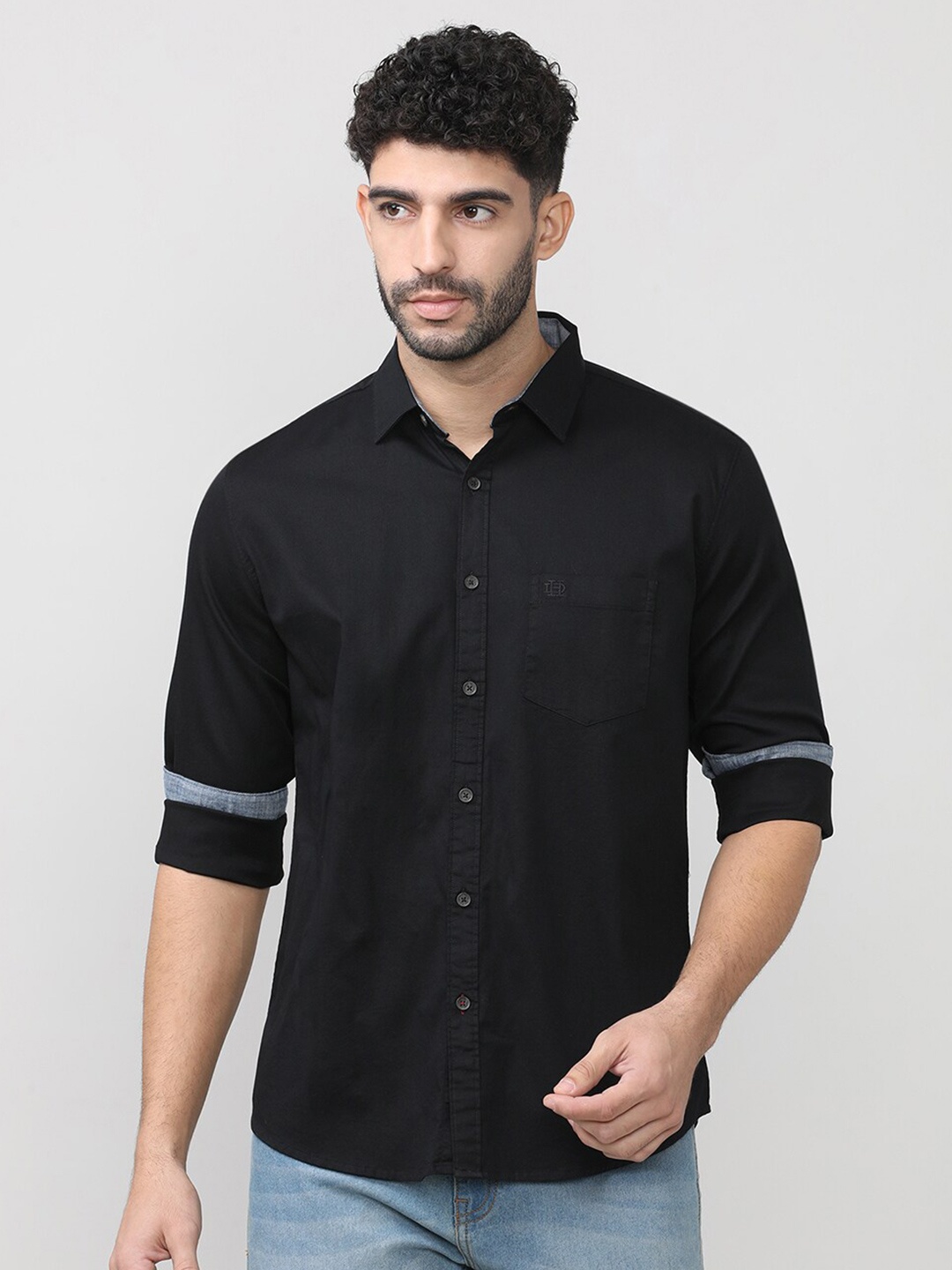 

DRAGON HILL Classic Slim Fit Cotton Casual Shirt, Black