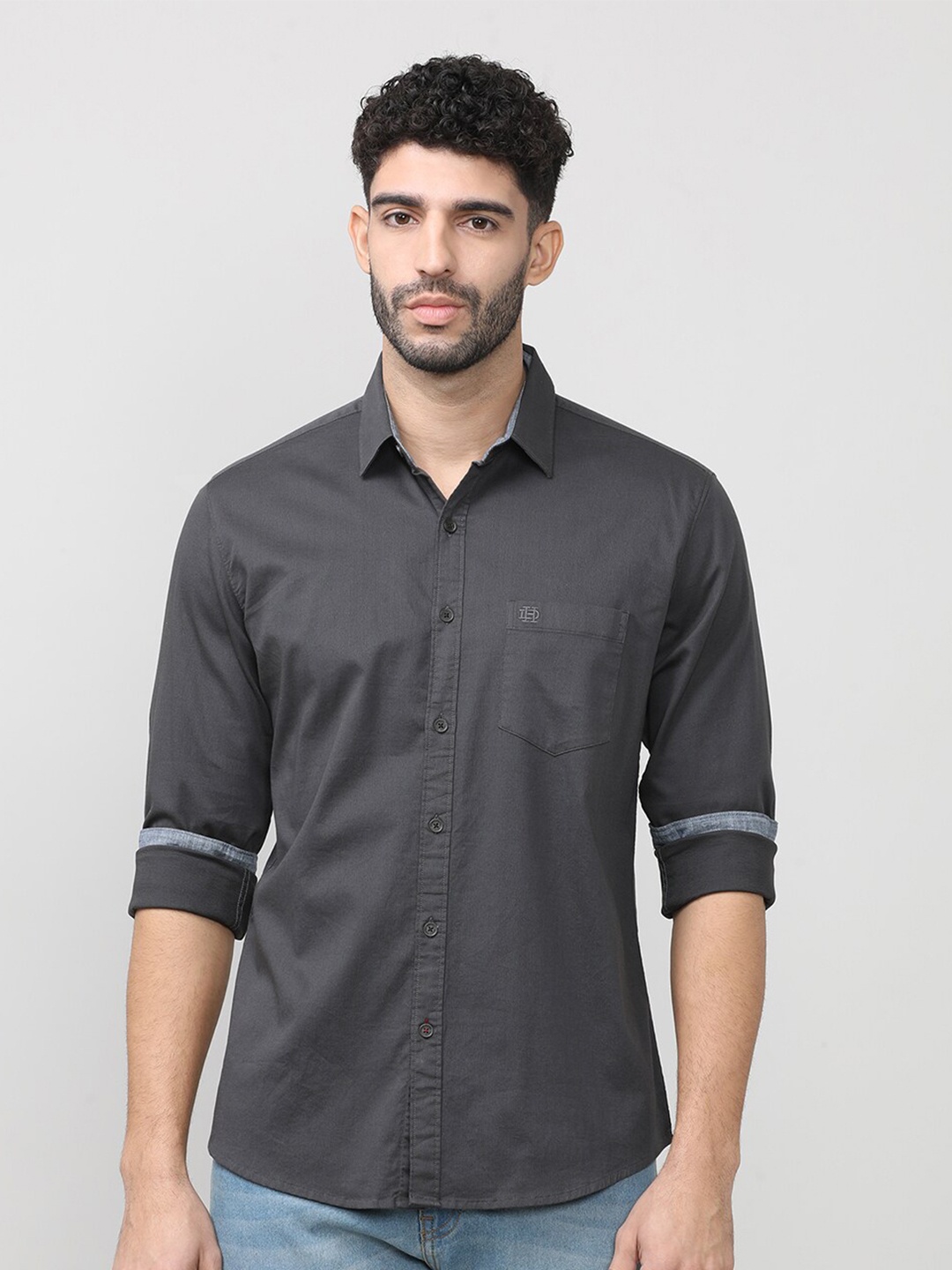 

DRAGON HILL Classic Slim Fit Cotton Casual Shirt, Charcoal