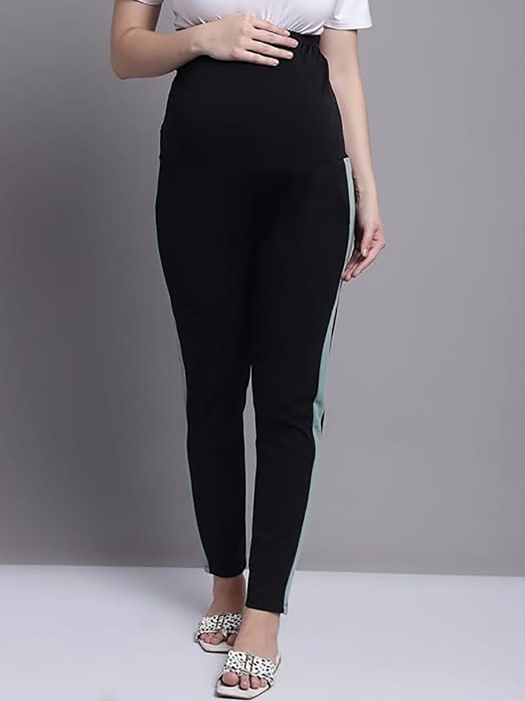 

Frempy Women Striped Details Maternity Track Pants, Black