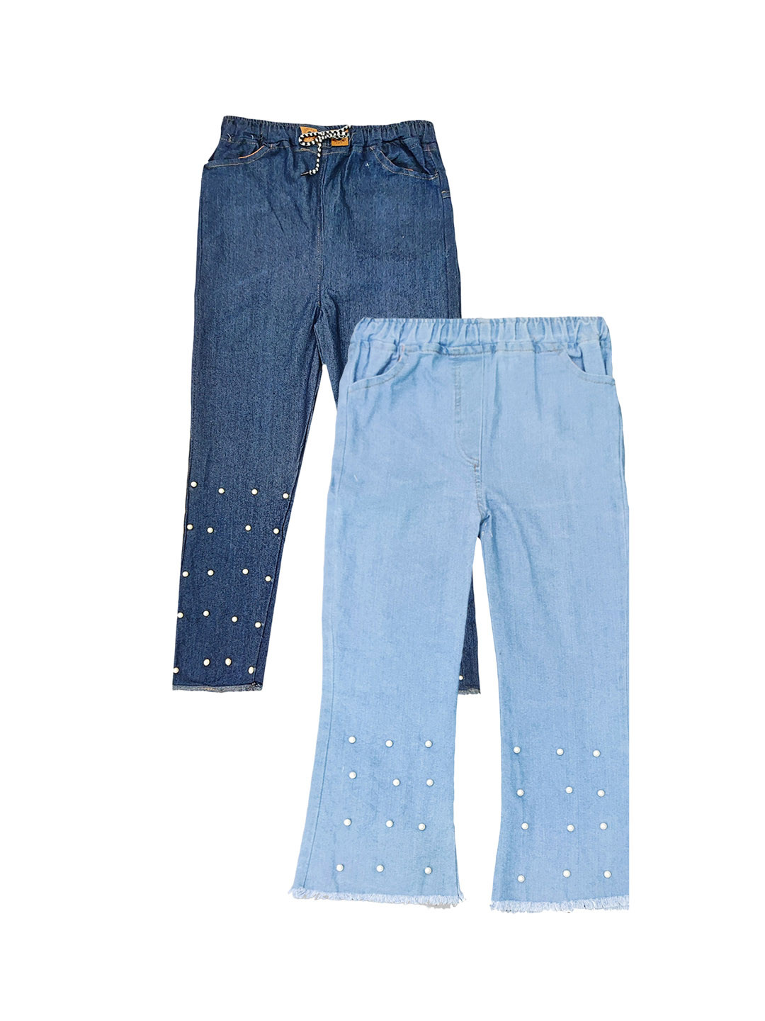 

BAESD Girls Pack of 2 Narrow Slim Fit Clean Look Mid-Rise Cotton Stretchable Jeans, Blue