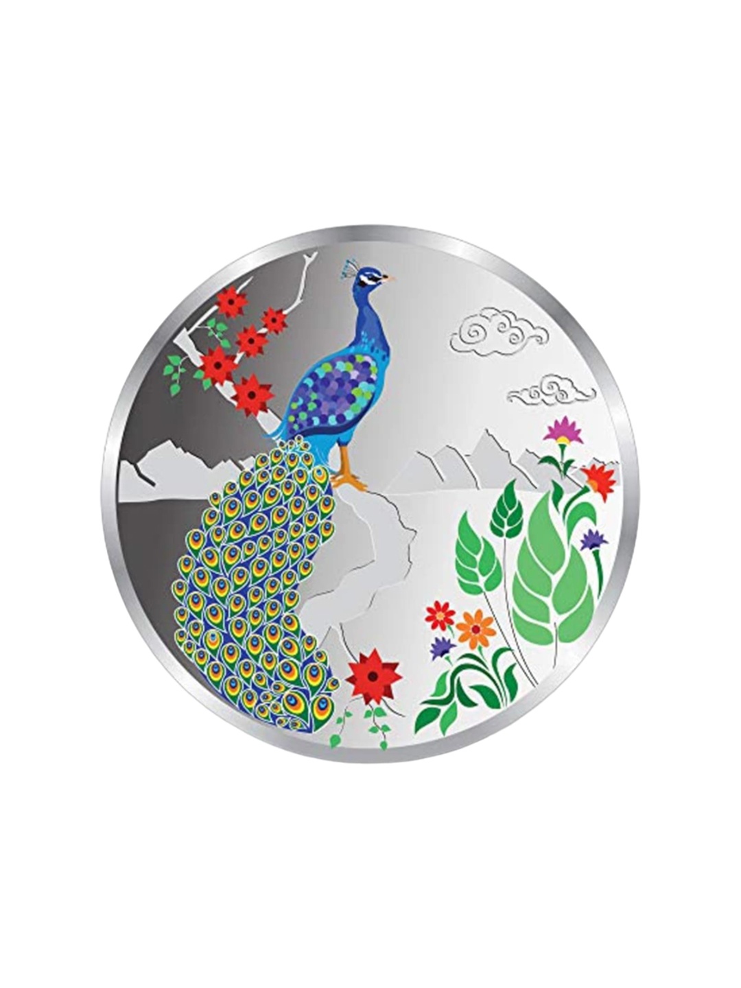 

Precious Moments Peacock Rangoli 999 Pure Silver Coin 10gm