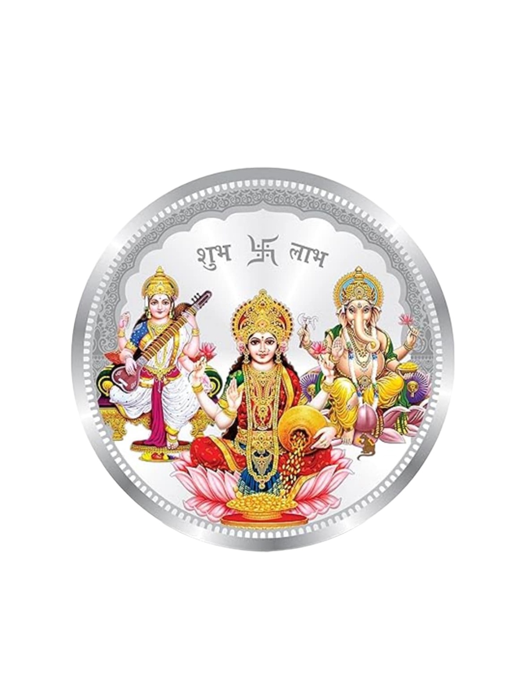 

Precious Moments Laxmi Ganesh Saraswati (999) Pure Silver Coin 20gm