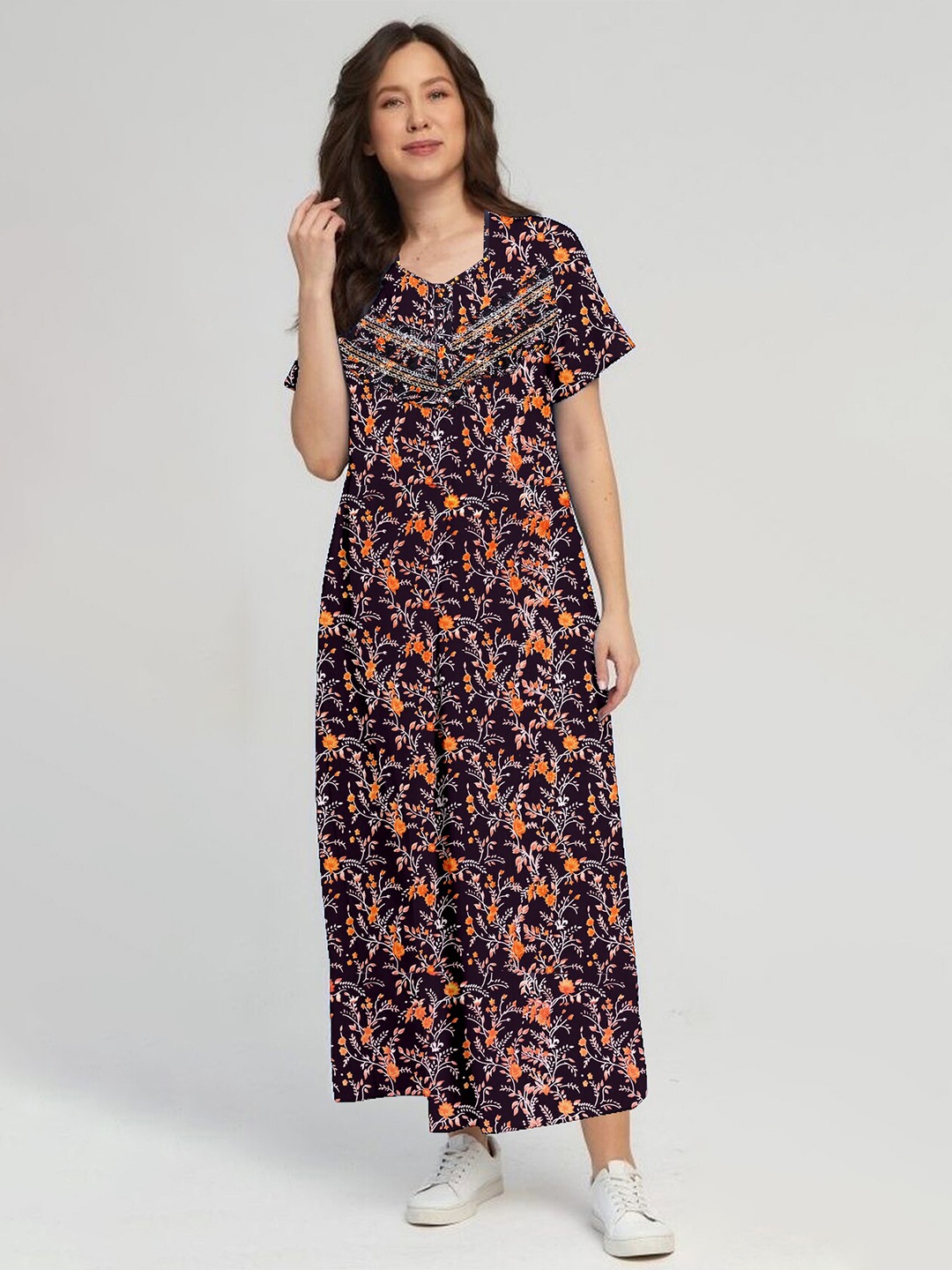 

CAMISON Floral Print A-Line Maxi Dress, Pink