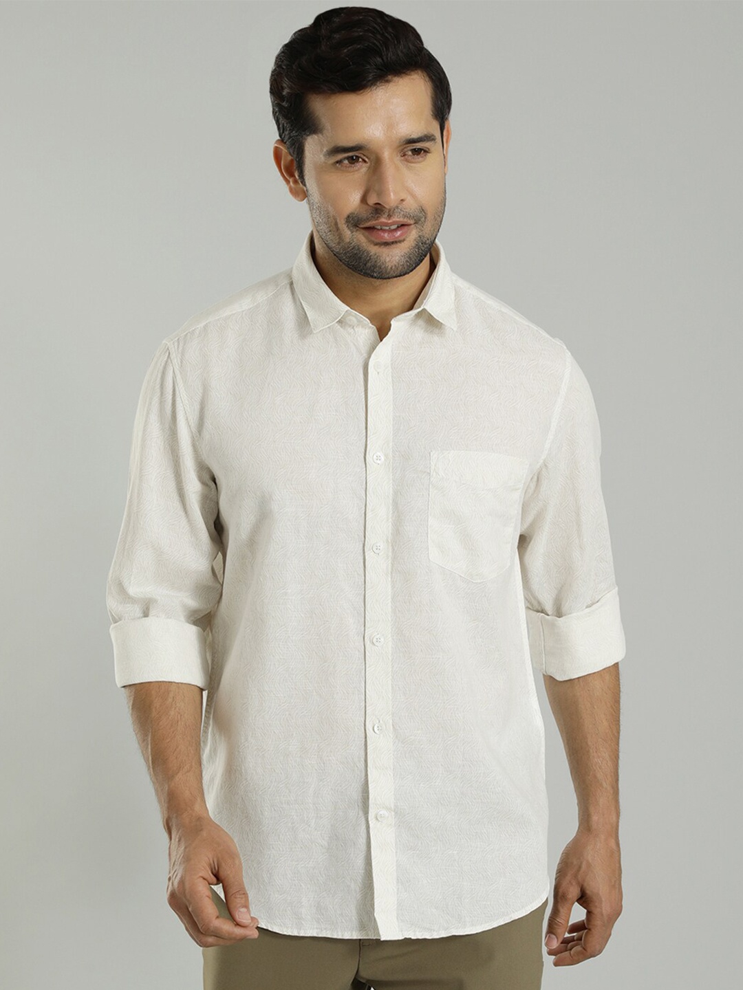 

Indian Terrain Slim Fit Spread Collar Short Sleeves Casual Shirt, White