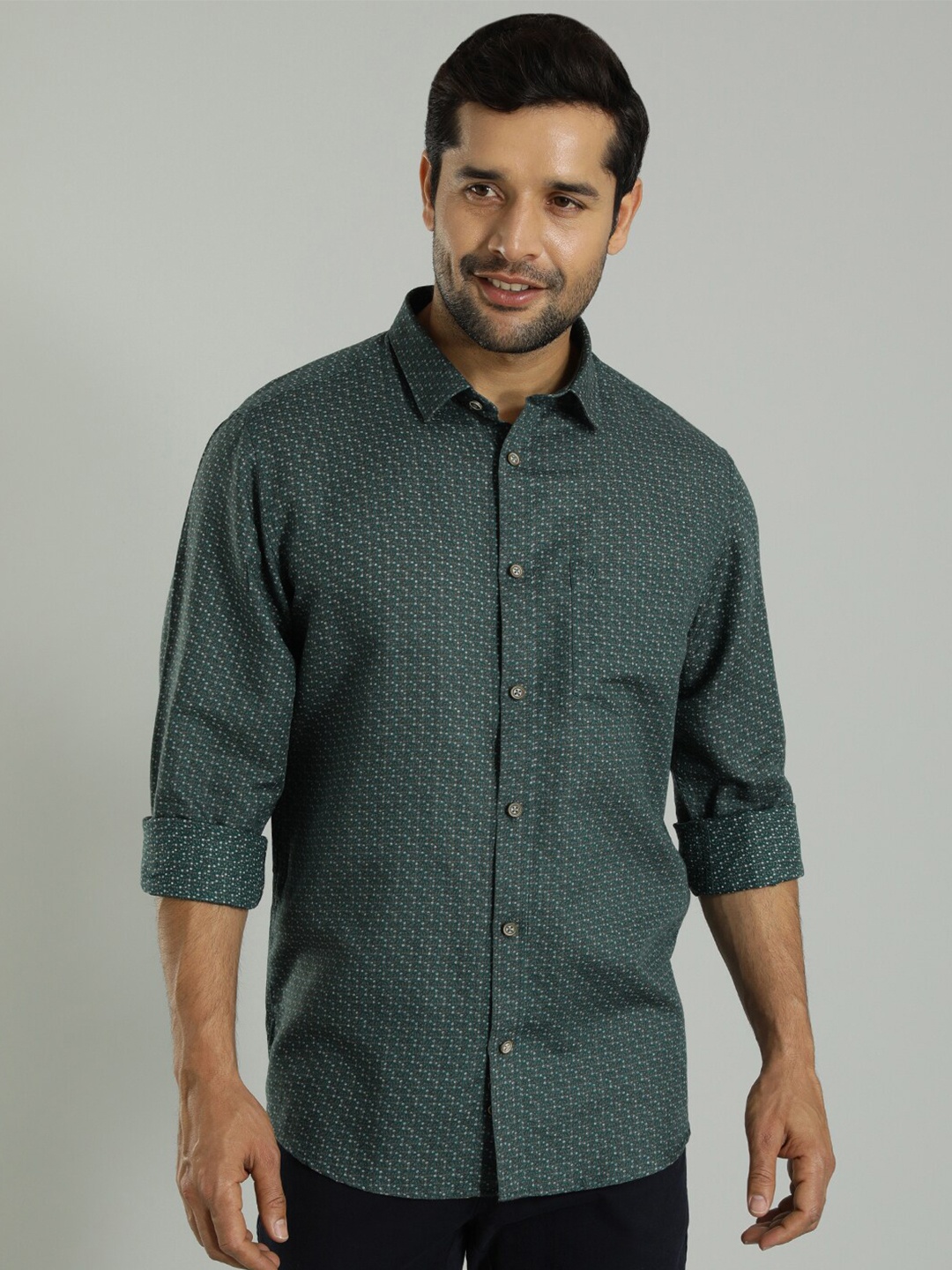 

Indian Terrain Slim Fit Printed Spread Collar Short Sleeves Casual Shirt, Yellow