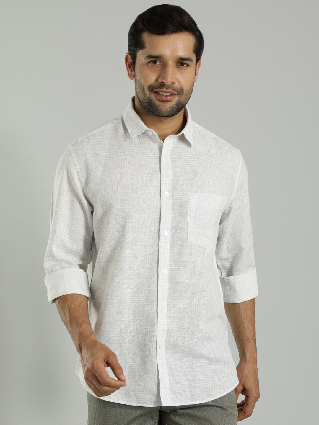 

Indian Terrain Slim Fit Spread Collar Long Sleeves Casual Shirt, Blue