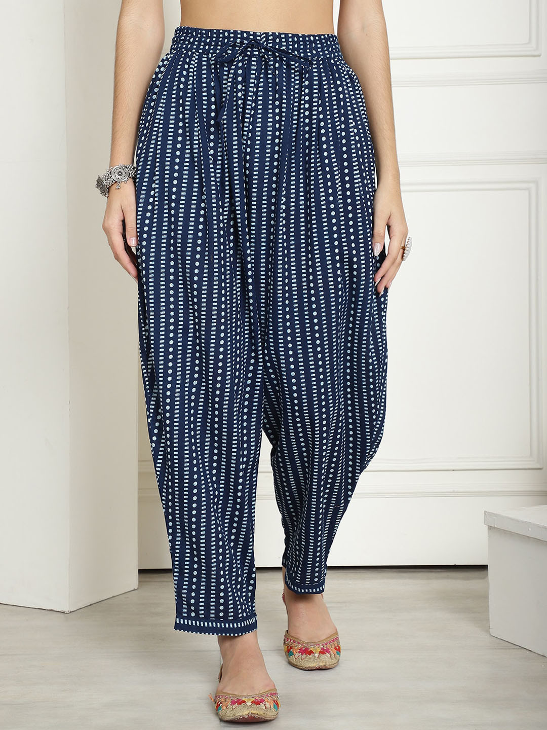 

KALINI Abstract Printed Cotton Salwar, Navy blue