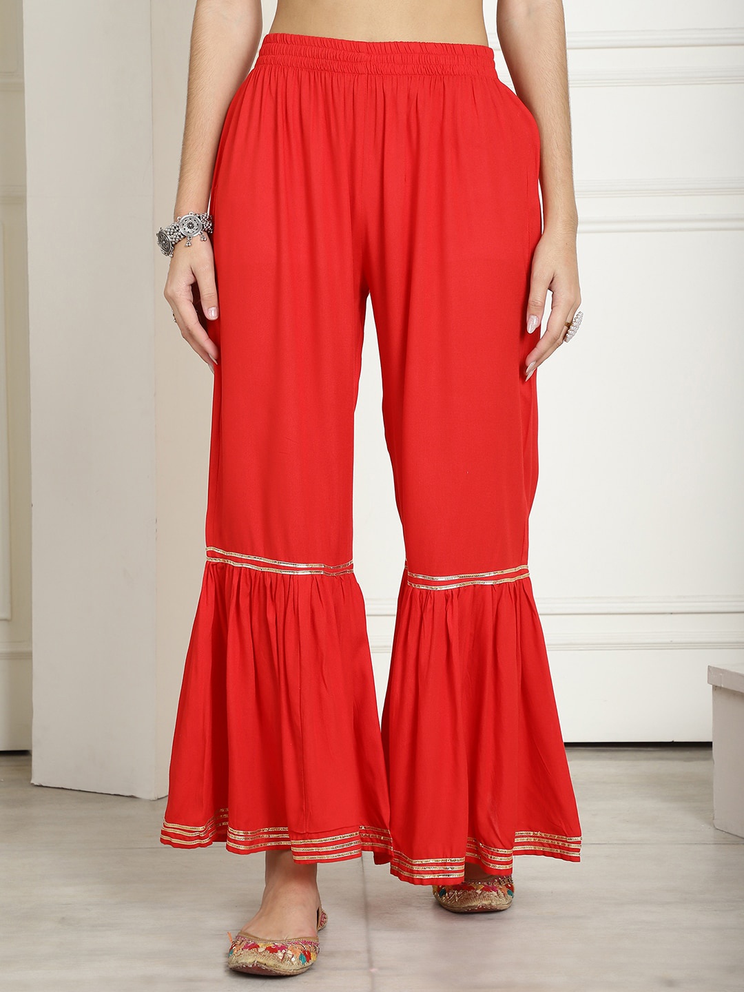 

Kalini Flared Ethnic Sharara, Red