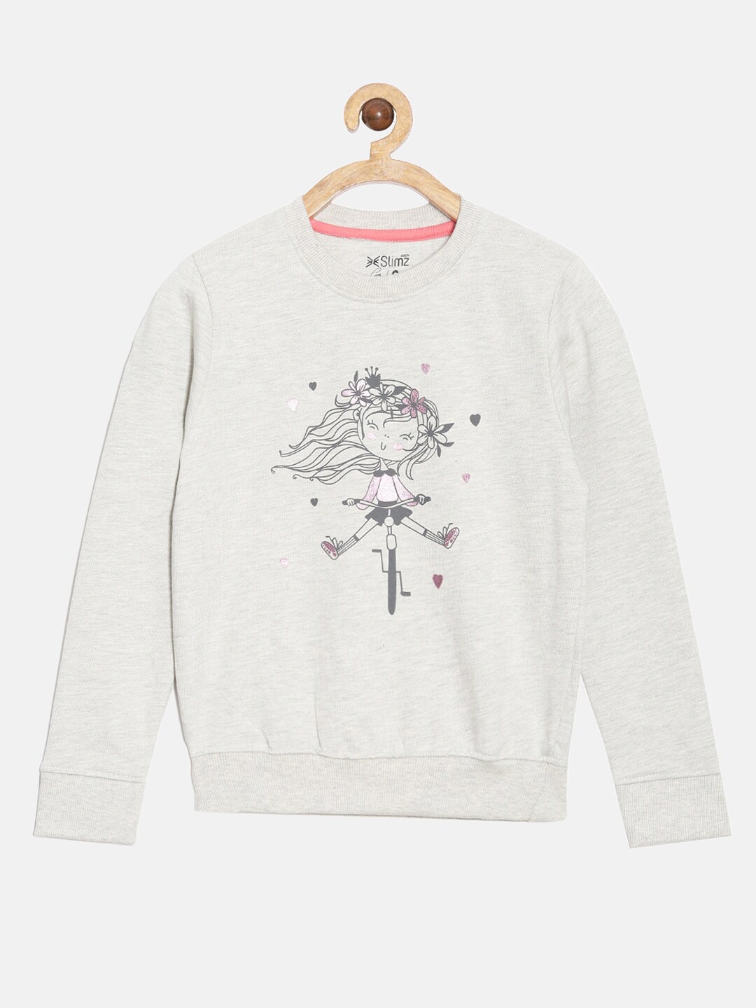 

DIXCY SCOTT Slimz Girls Graphic Printed Round Neck Sweatshirt, Off white