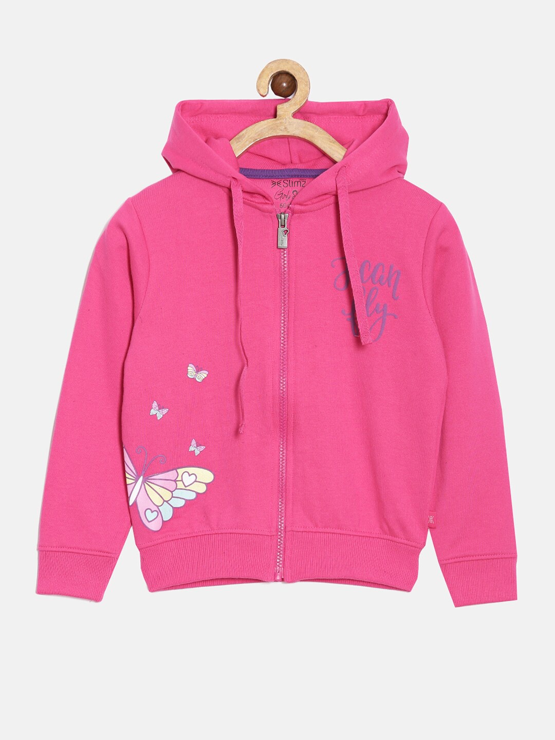 

DIXCY SCOTT Slimz Girls Full Sleeves Hooded Sweatshirt, Pink