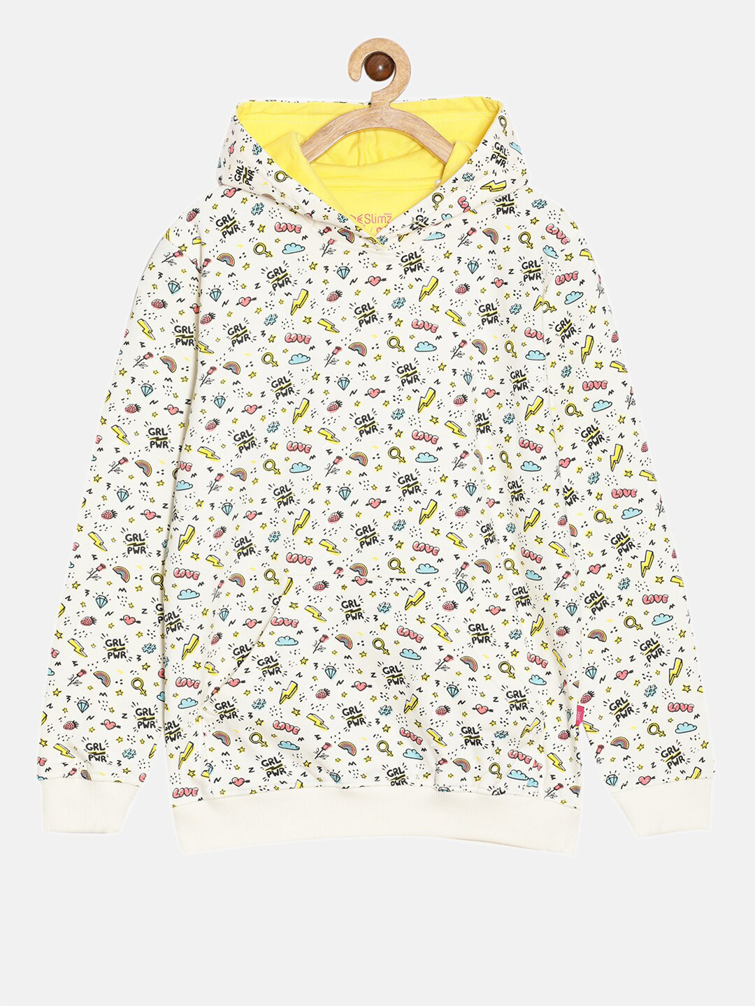 

DIXCY SCOTT Slimz Girls Printed Cotton Hooded Sweatshirt, Cream