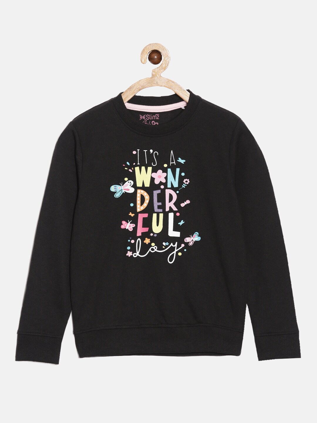 

DIXCY SCOTT Slimz Girls Printed With Crew Neck Long Sleeves Sweatshirt, Black