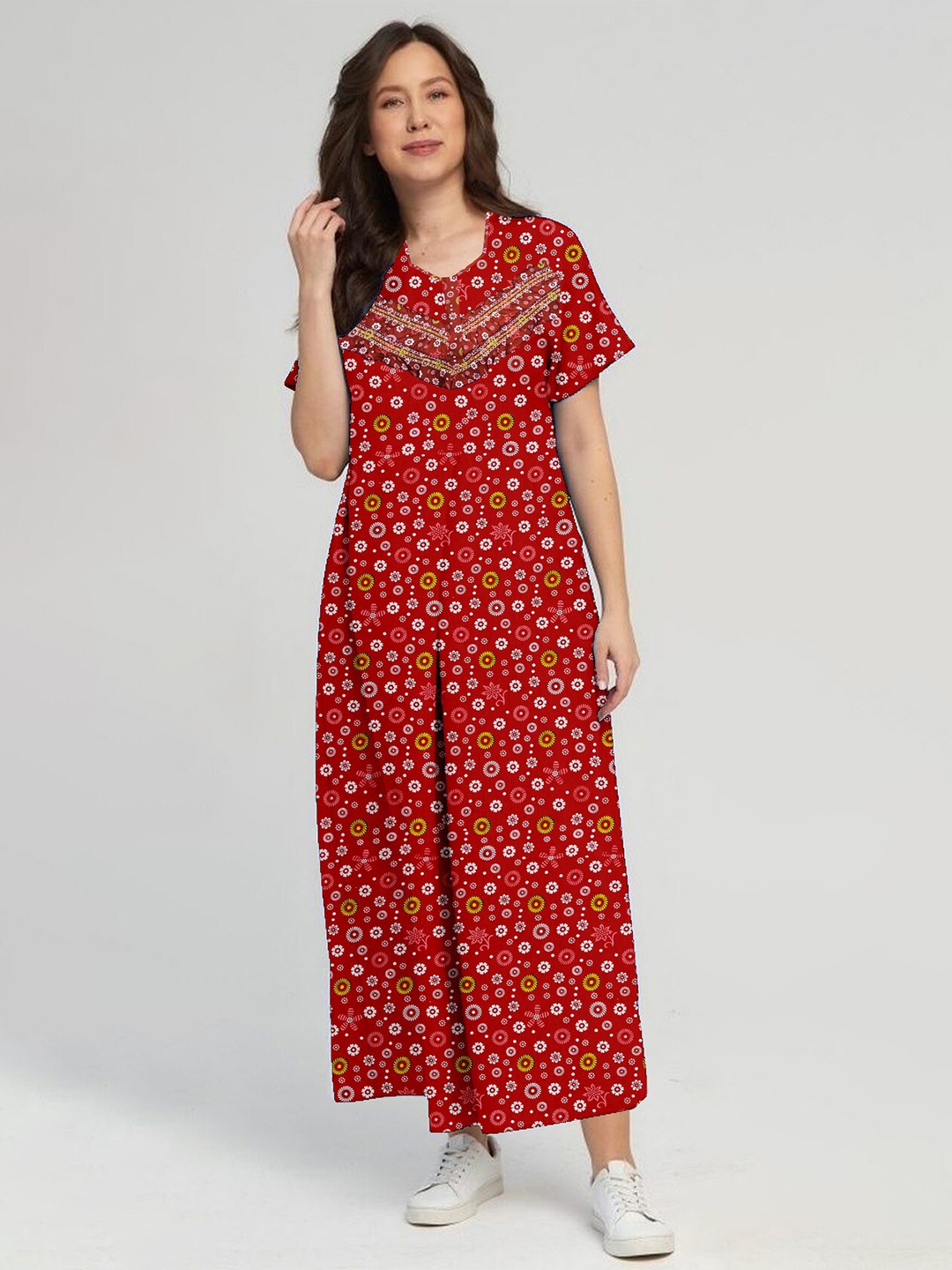 

CAMISON Floral Print Maxi Dress, Red