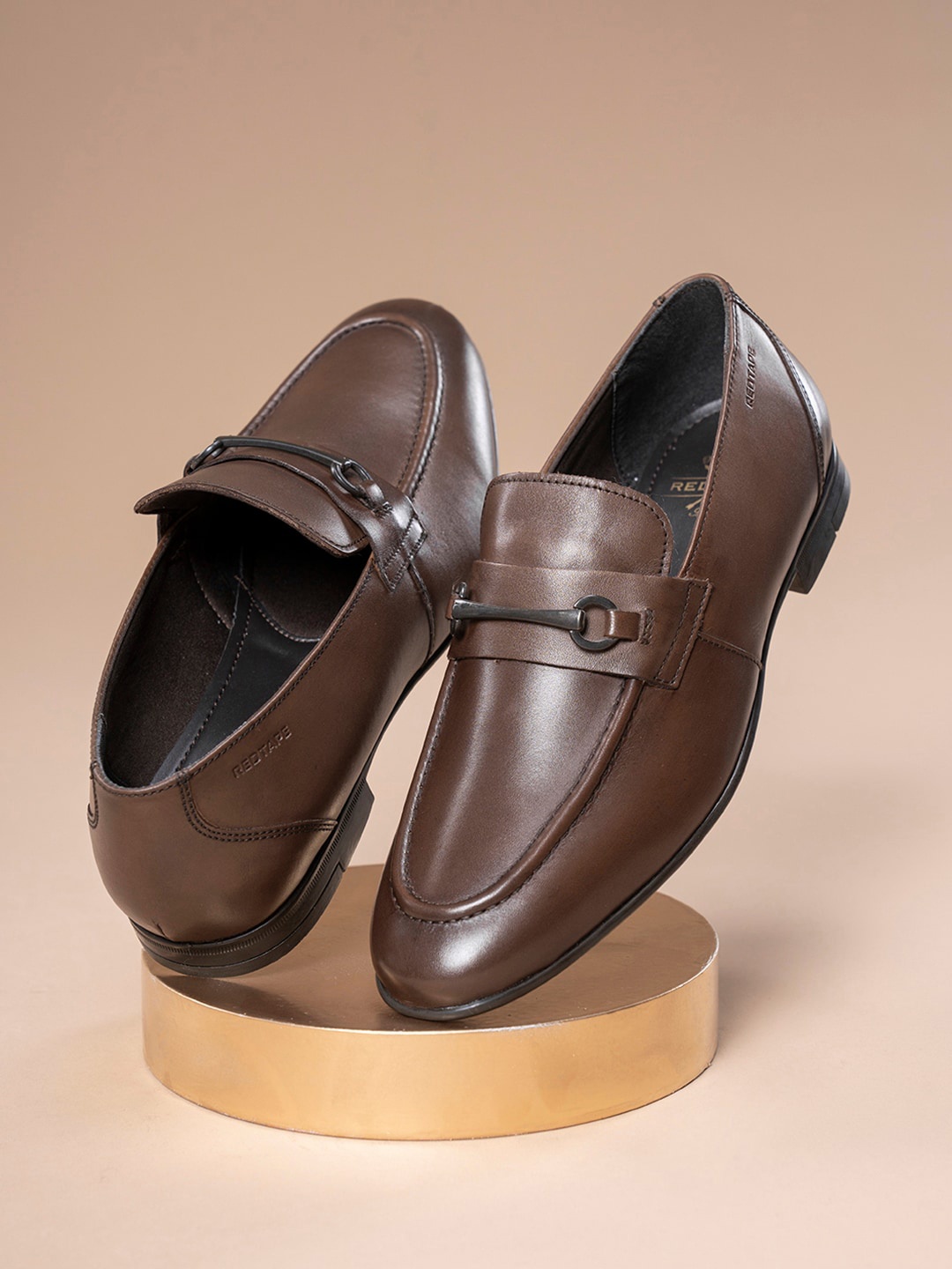 

Red Tape Men Leather Memory Foam Horsebit Loafers, Brown