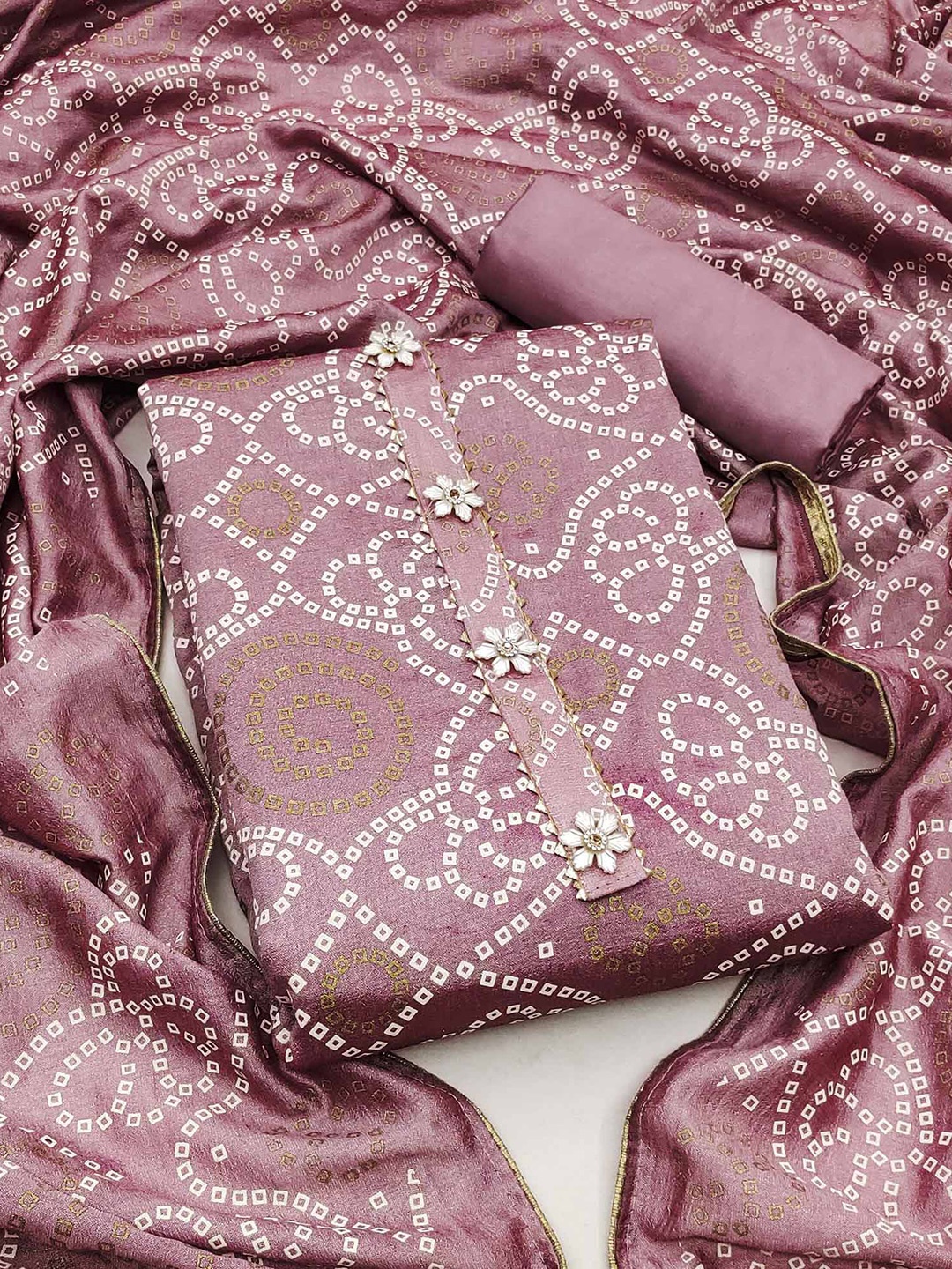 

Peachmode Printed Unstitched Dress Material, Mauve