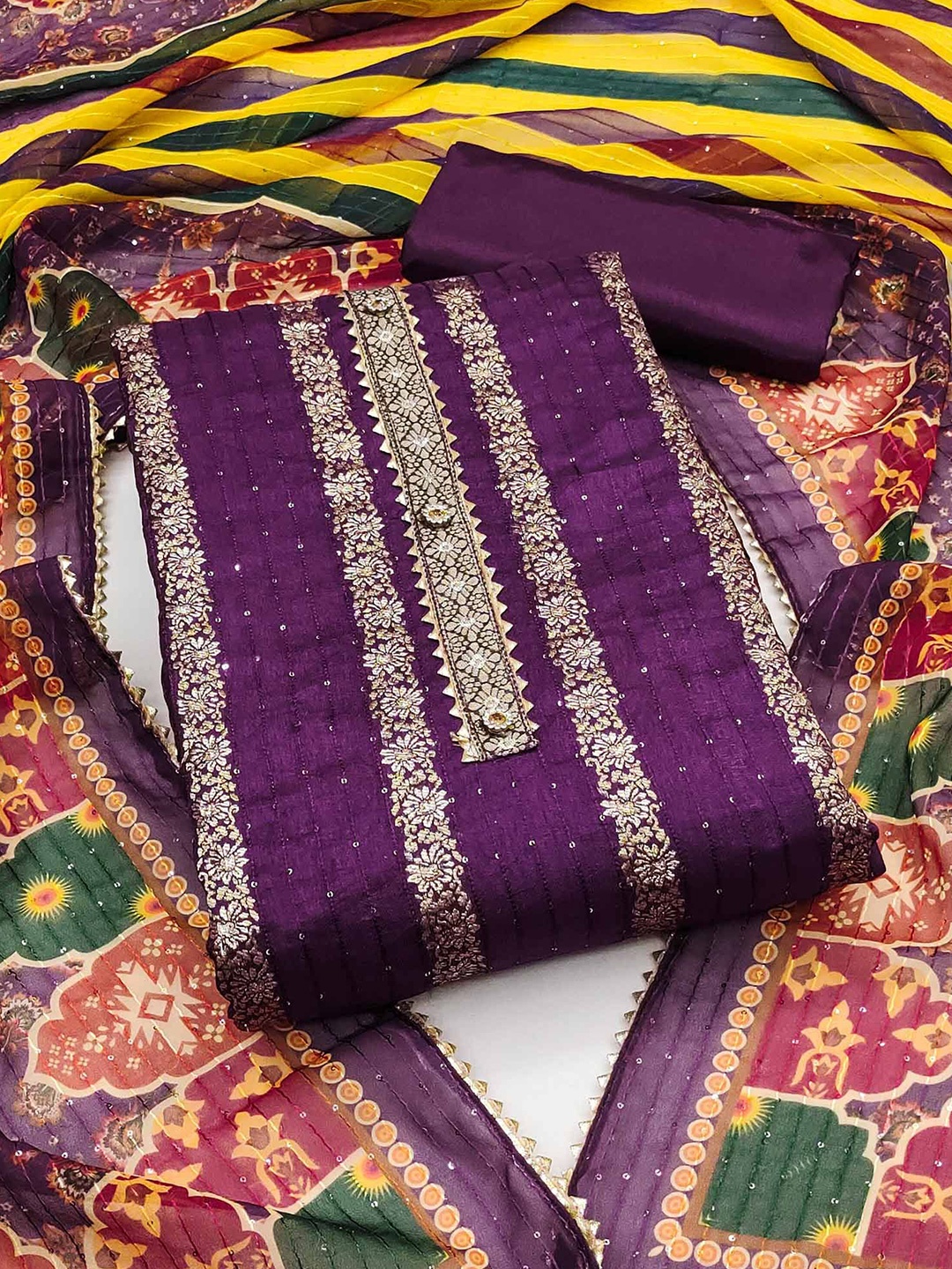 

Peachmode Unstitched Dress Material, Purple