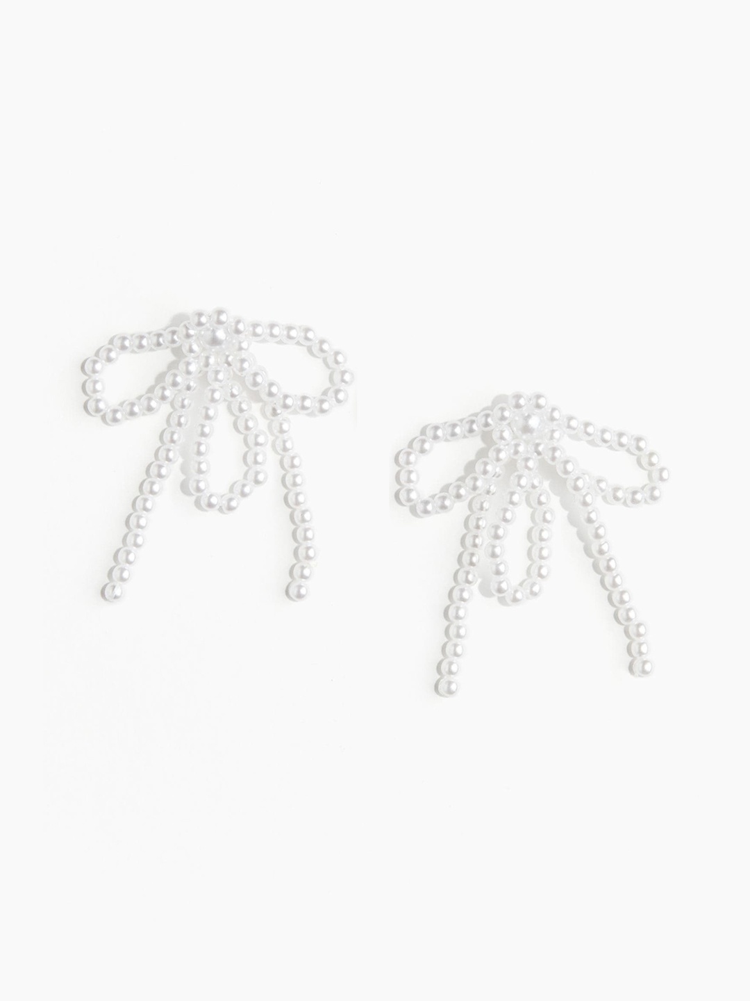 

H&M Bow-Shaped Beaded Earrings, White