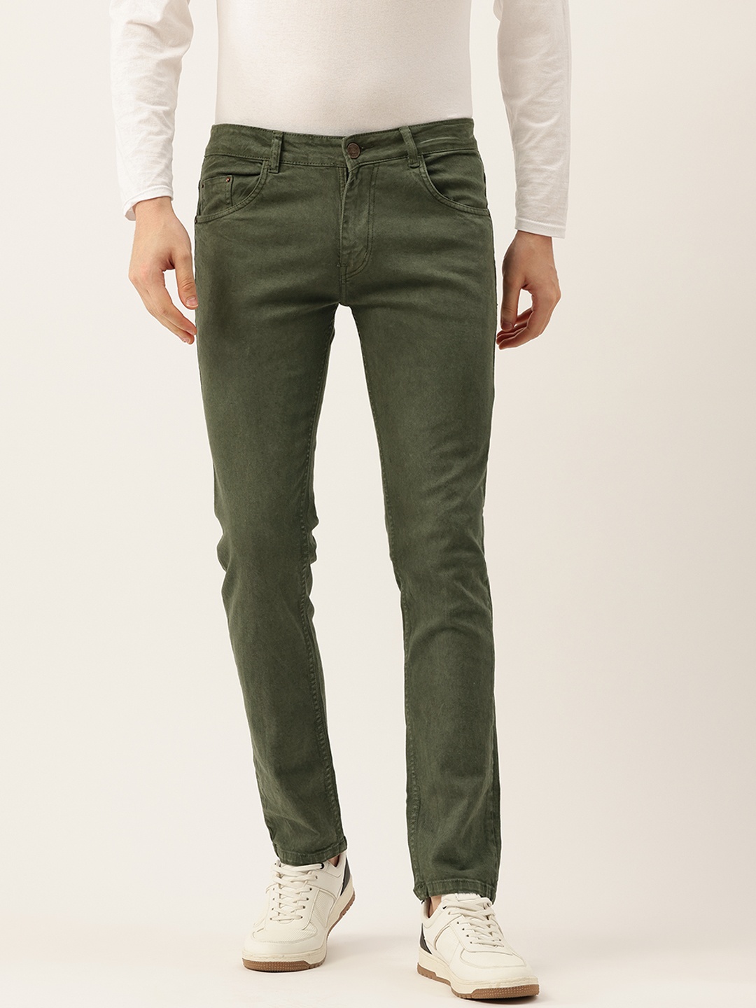 

PARIS HAMILTON Men Slim Fit Stretchable Jeans, Olive