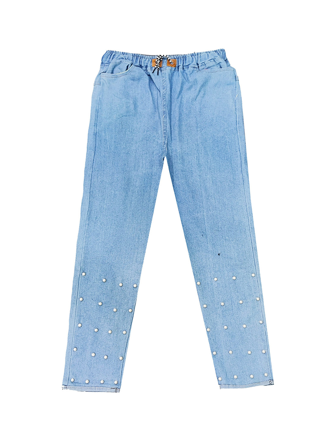 

BAESD Girls Narrow Slim Fit Clean Look Embellished Cotton Jeans, Blue
