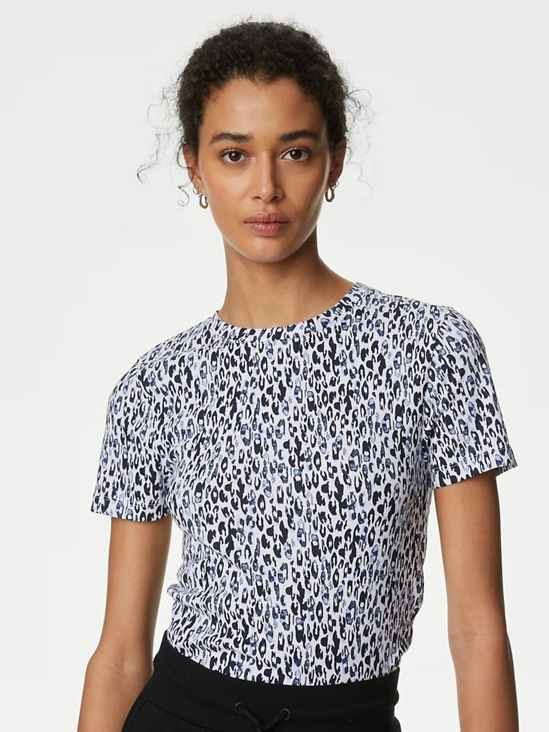 

Marks & Spencer Abstract Printed Pure Cotton T-shirt, Blue