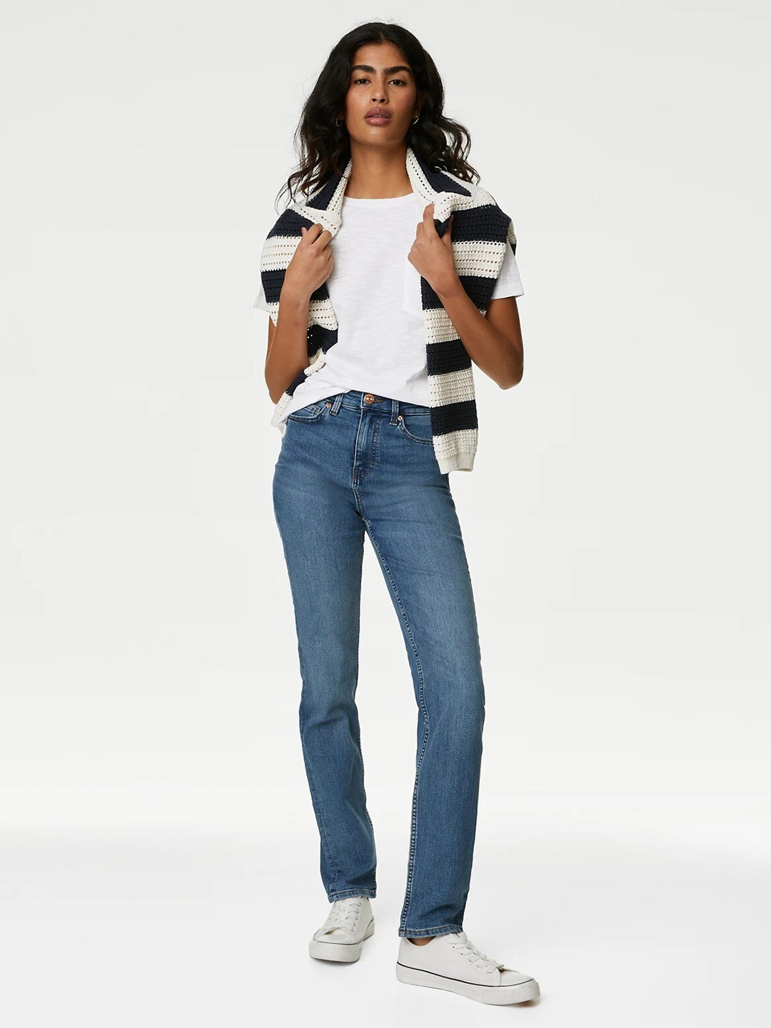 

Marks & Spencer Embroidered Pure Cotton T-Shirt, White