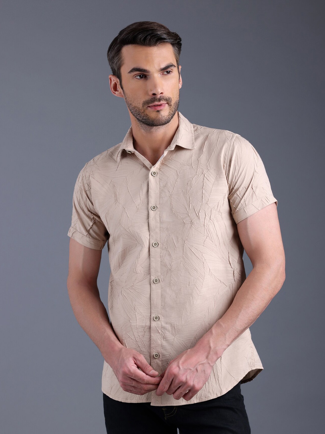 

FILO HEVIS Coconut Textured Regular Fit Casual Shirt, Coffee brown