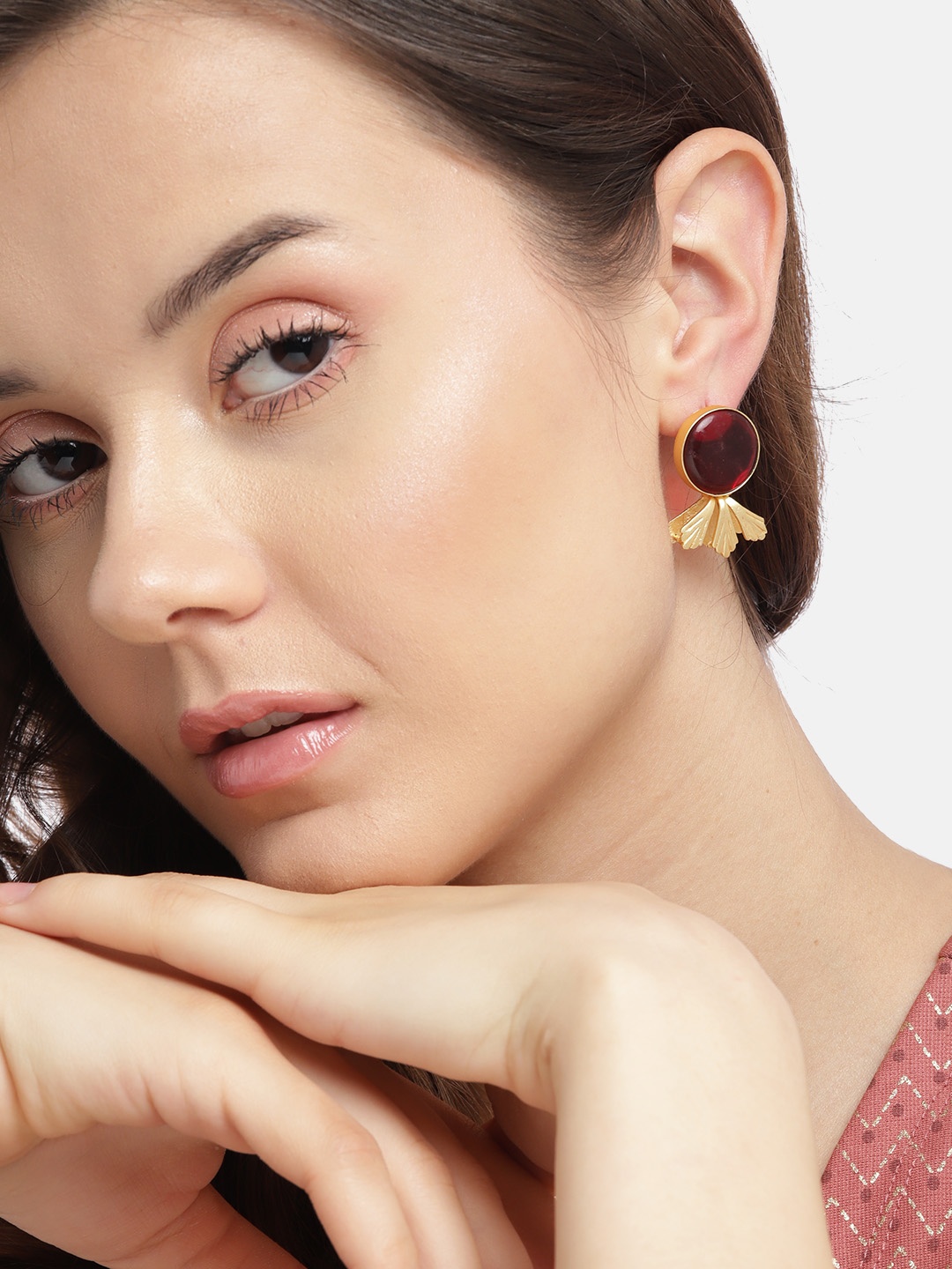 

Anouk Gold-Plated Artificial Stones Circular Studs, Maroon
