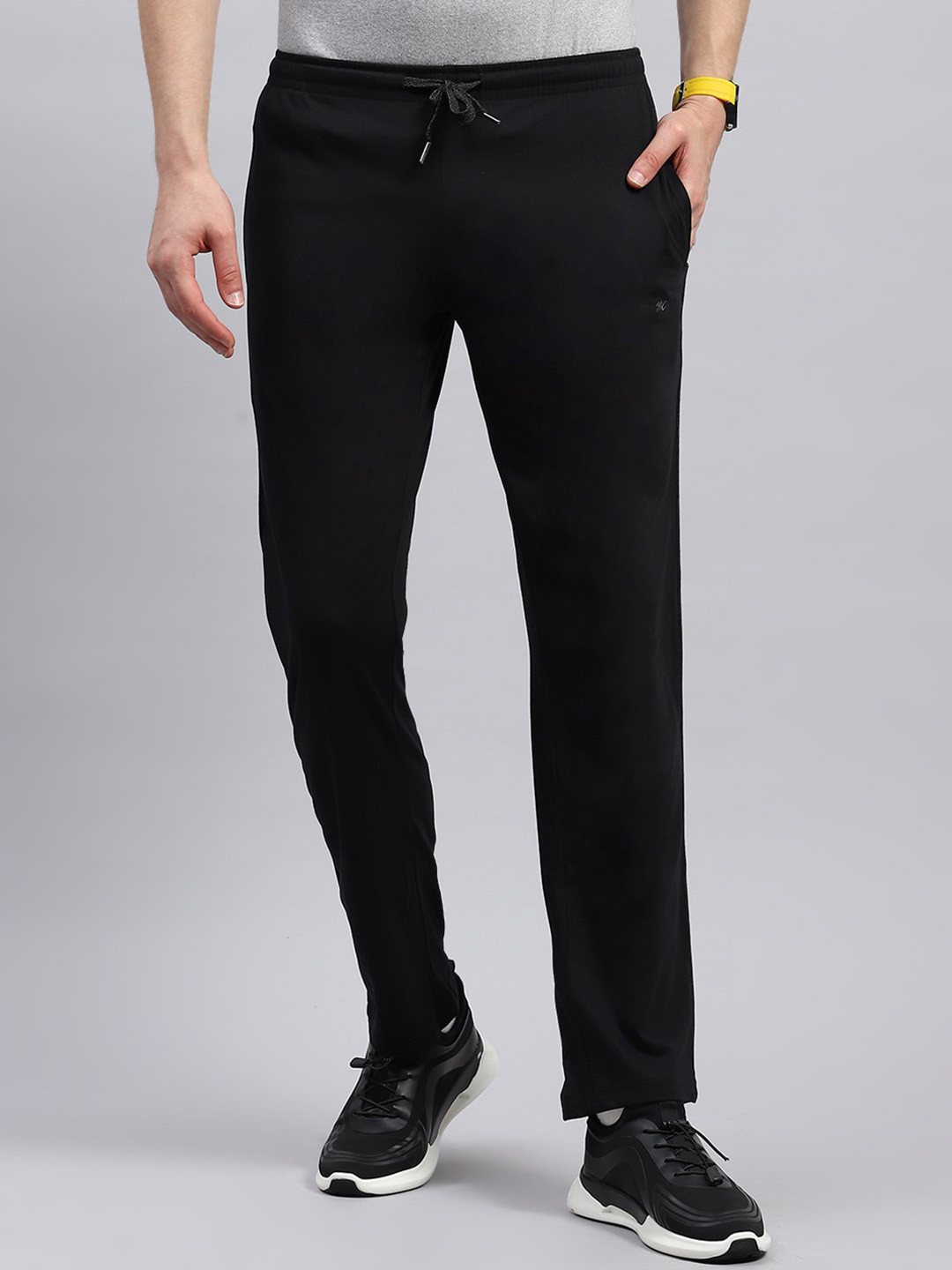 

Monte Carlo Men Cotton Mid Rise Track Pants, Black