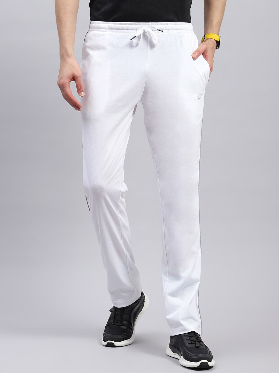 

Monte Carlo Men Mid-Rise Cotton Track Pants, White