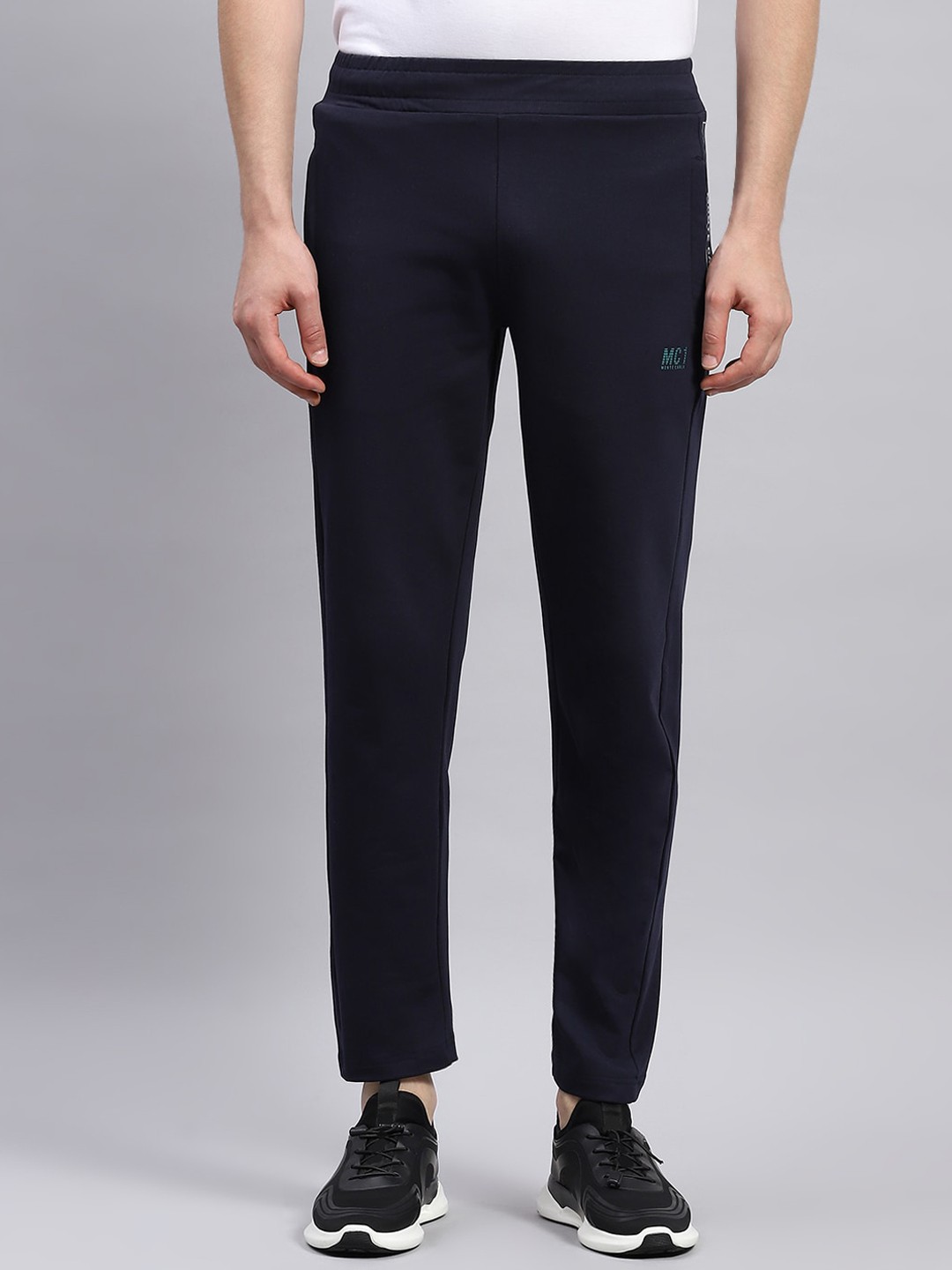 

Monte Carlo Men Mid Rise Cotton Track Pants, Navy blue