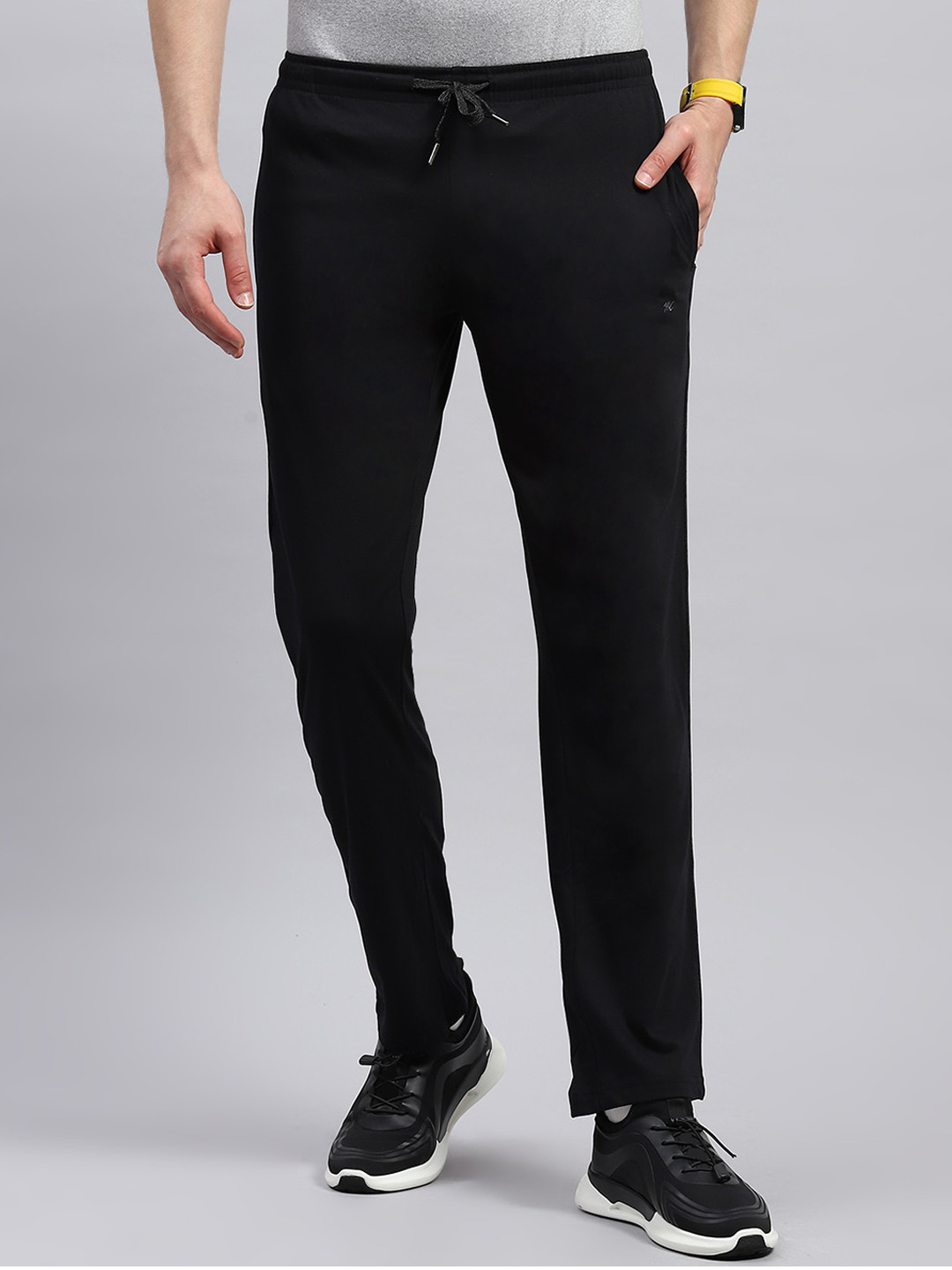 

Monte Carlo Men Mid Rise Cotton Track Pants, Black