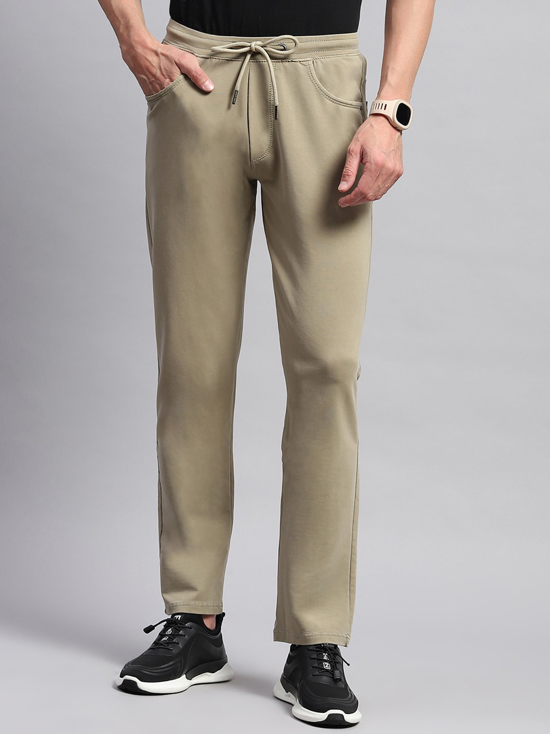 

Monte Carlo Men Mid-Rise Cotton Track Pants, Khaki