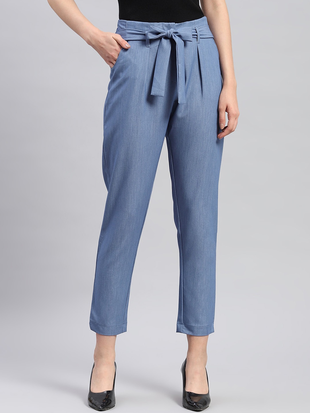 

Monte Carlo Women Pleated Regular Trousers, Blue