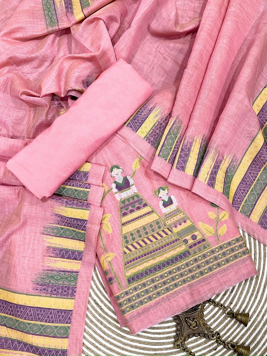 

ZARIMO Pure Cotton Unstitched Dress Material, Pink